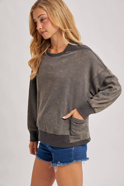 Washed Ash Oversized Pocket Sweatshirt