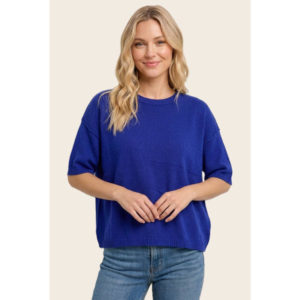 Royal Blue Elbow Sleeve Length Sweater