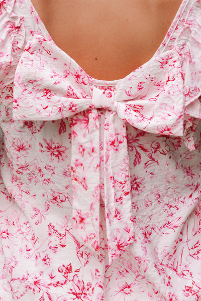 Pink Floral Bow Detail Top