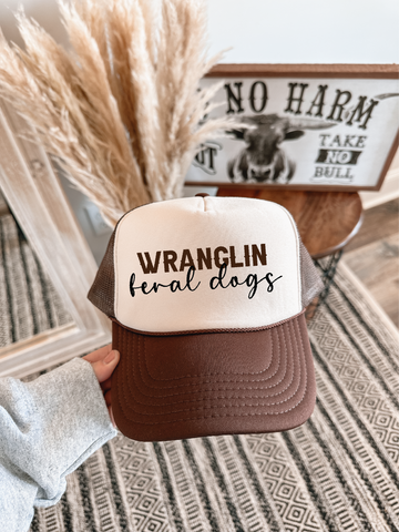 Wranglin' Feral Dogs Brown & Tan Trucker Hat