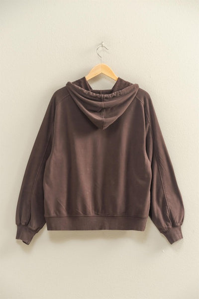 Dark Brown Mineral Wash Hooded Pullover