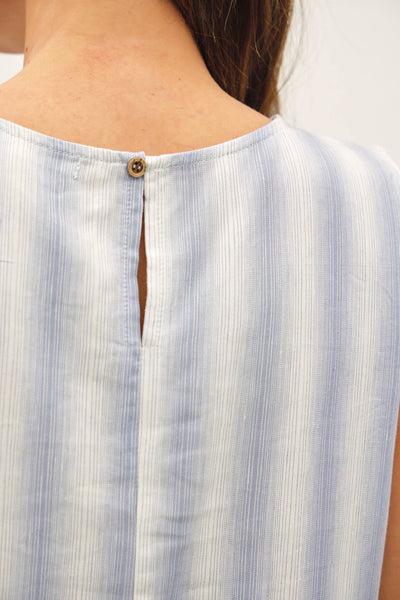 Chambray Striped Linen Ombre Sleeveless Top
