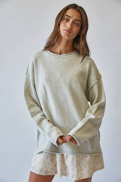 Melange Grey Pullover Sweater