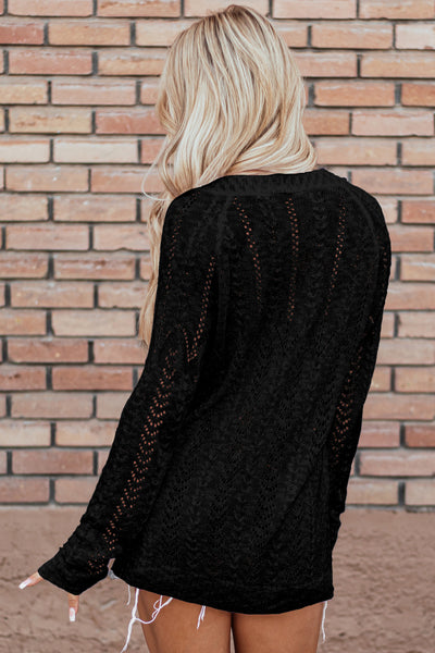 Black Open Knit Cardigan