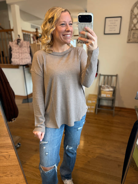 Mocha Oversized Waffle Knit Top