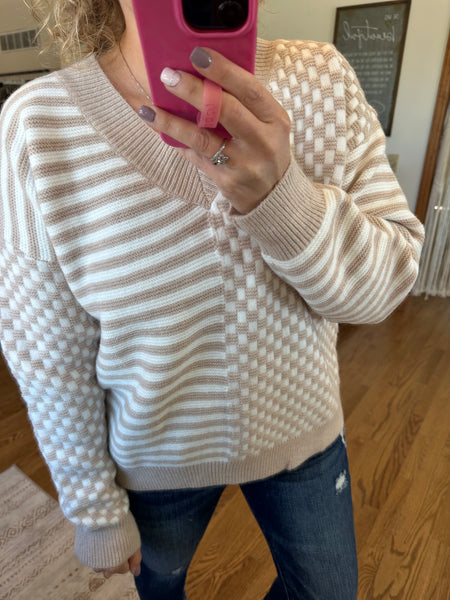 Taupe Checkered Sweater