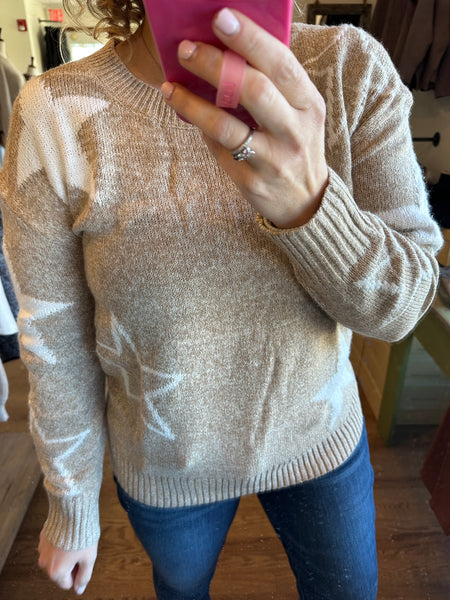 Mocha & Ivory Knit Star Sweater