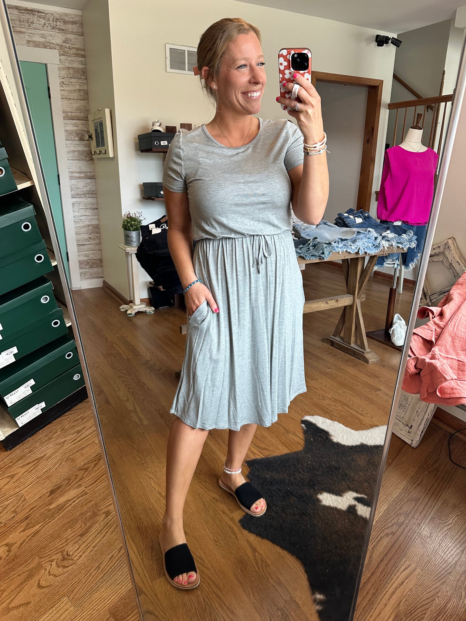 Heather Grey Drawstring Dress