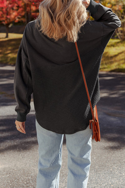 Charcoal Waffle Knit Half-Zip Sweatshirt
