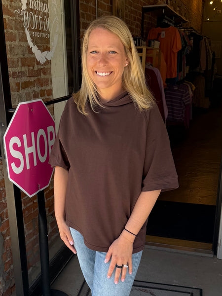 Espresso Pima Cotton SunFade Short Sleeve Hoodie