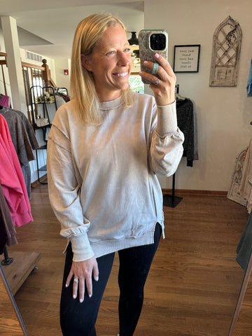 Ash Mocha Acid Wash Exposed Seam Sweatshirt