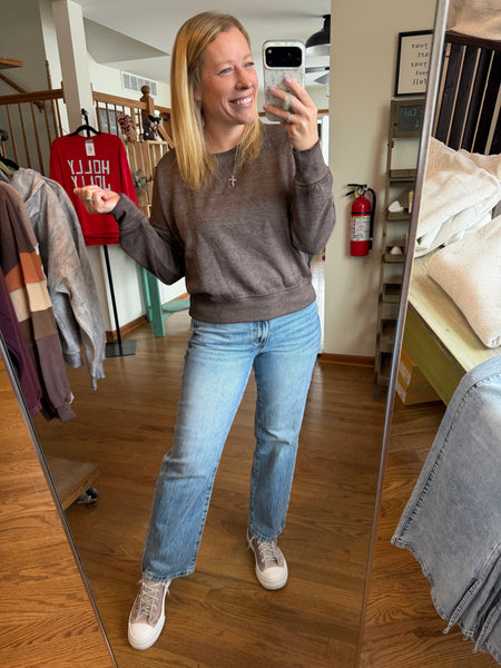 Espresso Burned Out Crewneck Sweatshirt