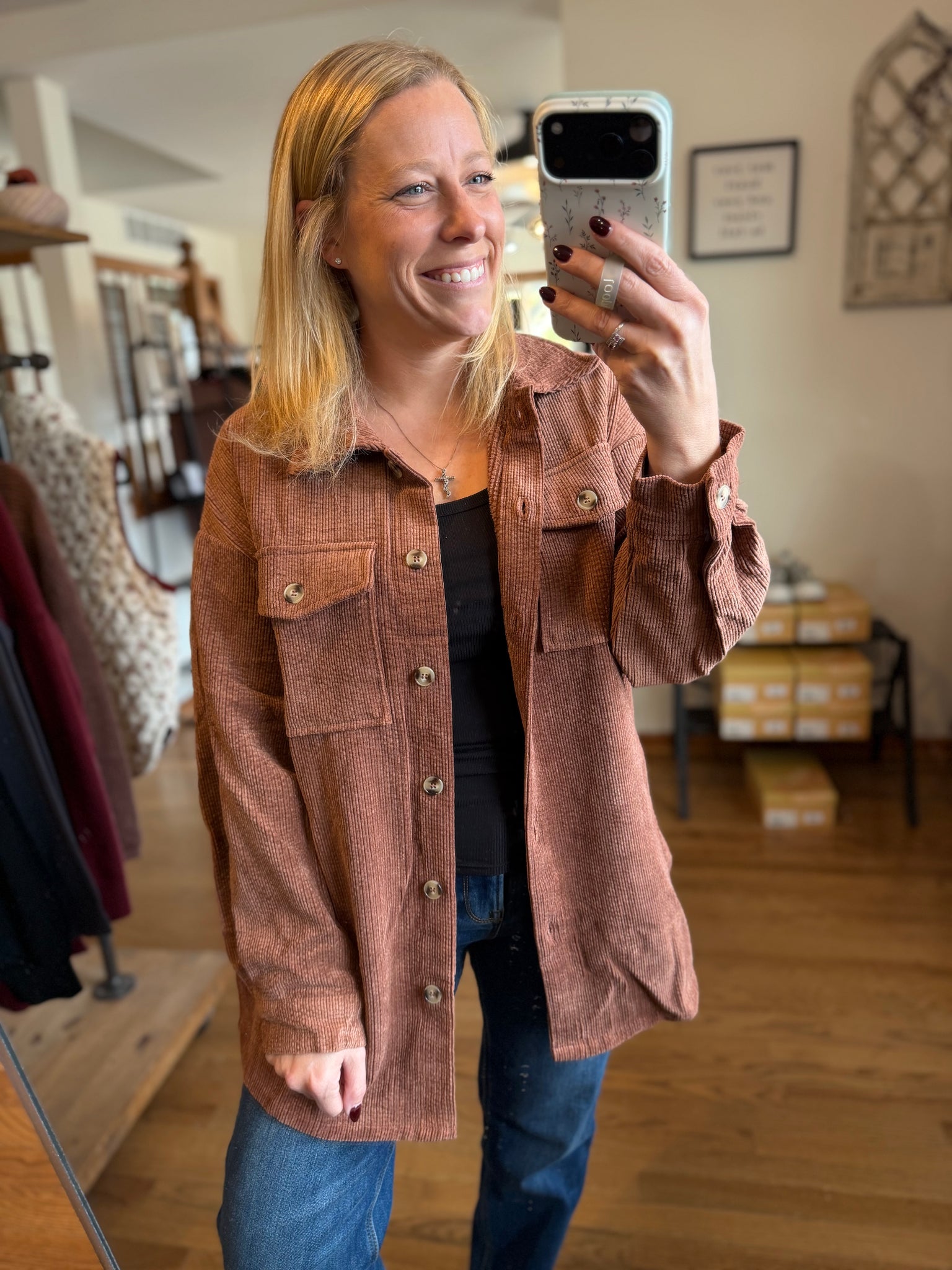 Chestnut Corduroy Shacket