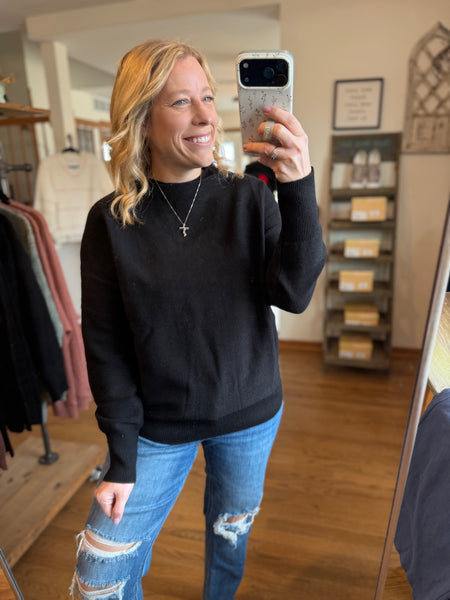 Black Funnel Neck Sweater