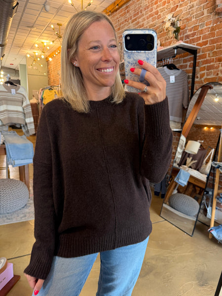 Chocolate Center Seam Oversized Knit Sweater