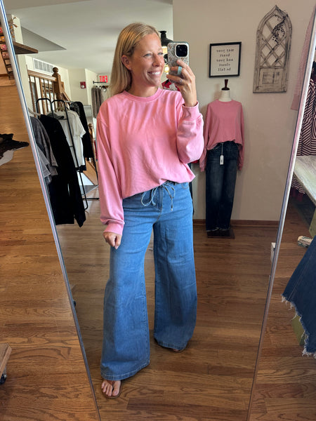 Taffy Pink Oversized Mineral Wash Sweatshirt