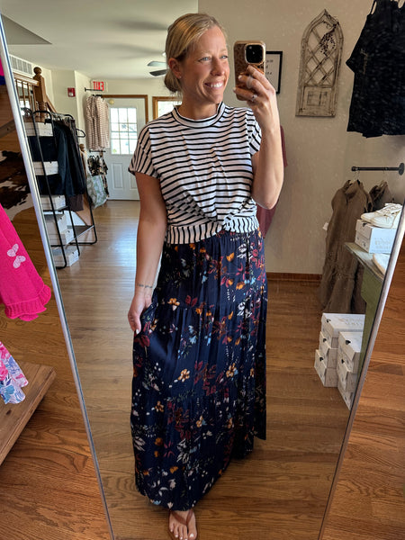 Teal Floral Maxi Skirt