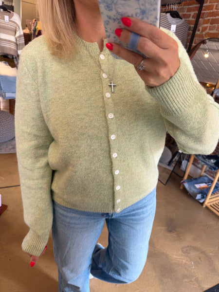 Ash Sage Marled Knit Sweater Cardigan