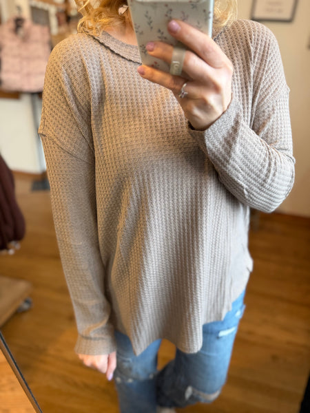 Mocha Oversized Waffle Knit Top