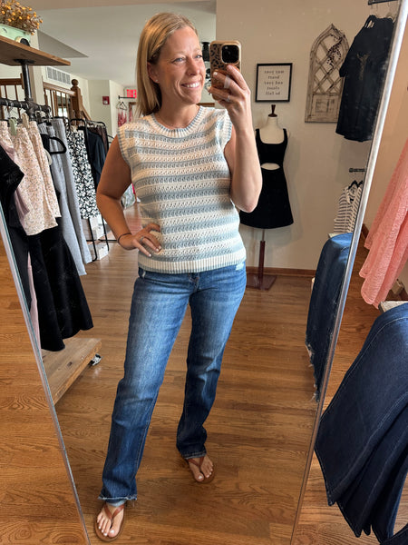 Jade Stripe Crochet Tank Top