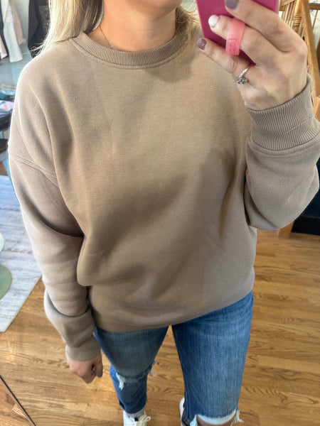 Taupe Boyfriend Fleece Sweatshirt