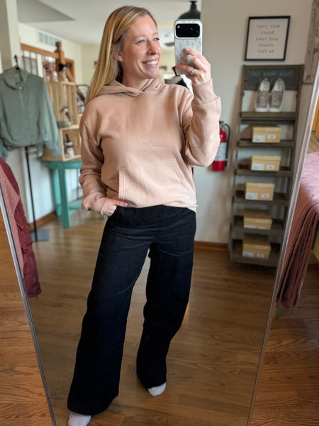 Black Corduroy High-Waisted Wide Leg Pants