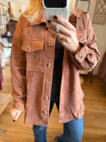 Chestnut Corduroy Shacket