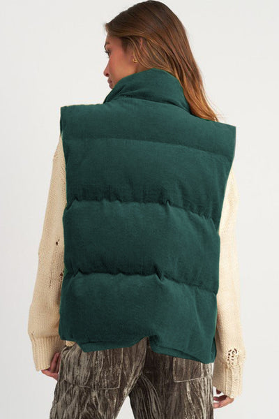 Emerald Corduroy Puffer Vest