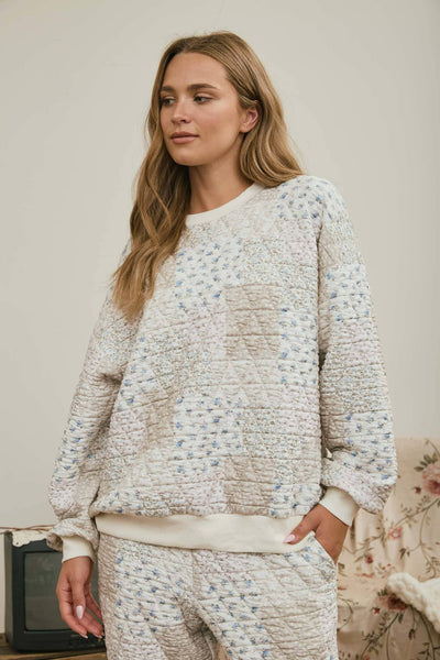 Cream Multi-Floral Patchwork Long Sleeve Top