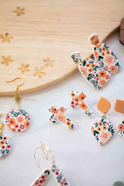 Apricot Floral Collection Clay Earrings - More Options!