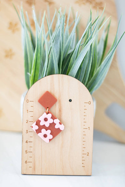 Cinnamon Floral Clay Earrings