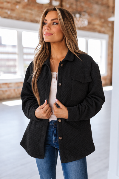 Black Quilted Shacket