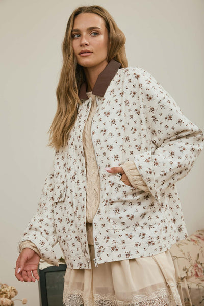Ivory Floral Corduroy Jacket