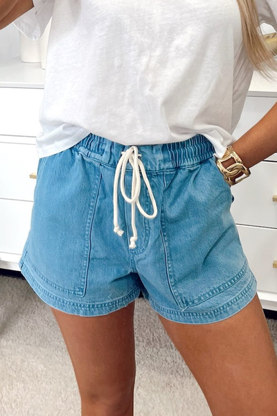 Denim Drawstring Shorts