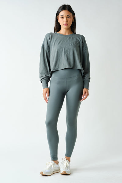 Eucalyptus Crescent Pima Cotton Open Back Long Sleeve Tee