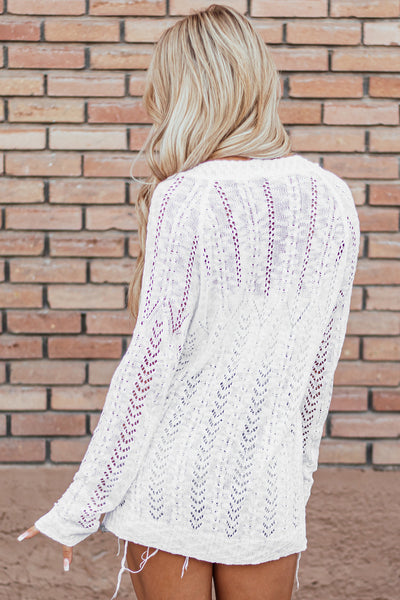 White Open Knit Cardigan