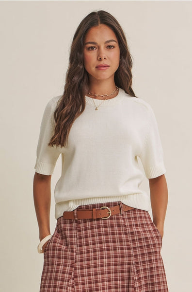 Ivory Soft Essentials Short Sleeve Sweater