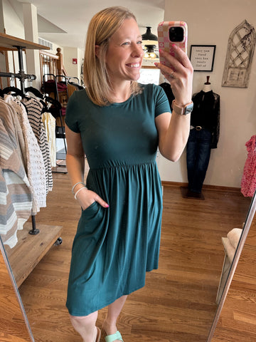 Emerald Pocket Midi Dress