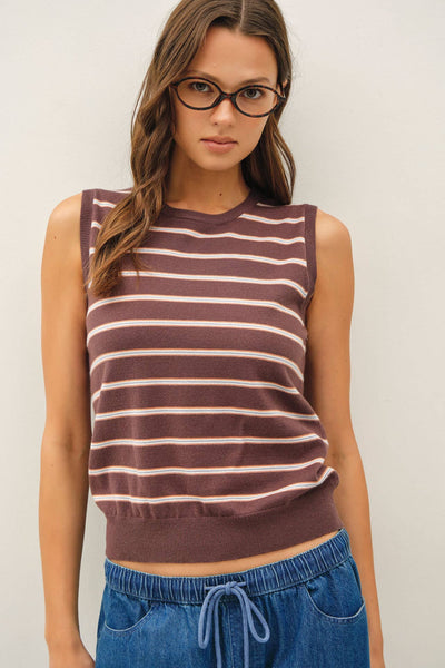 Chocolate Striped Sweater Tank