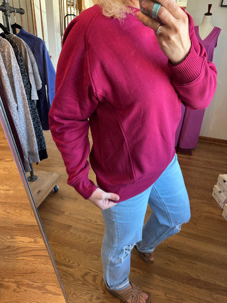 Cabernet Fleece Ribbed Side Sweatshirt