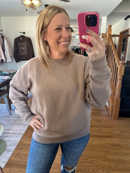 Taupe Boyfriend Fleece Sweatshirt