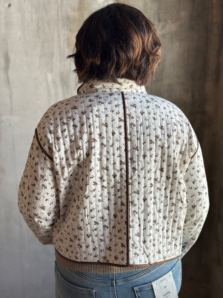 Cream Floral Quilted Jacket