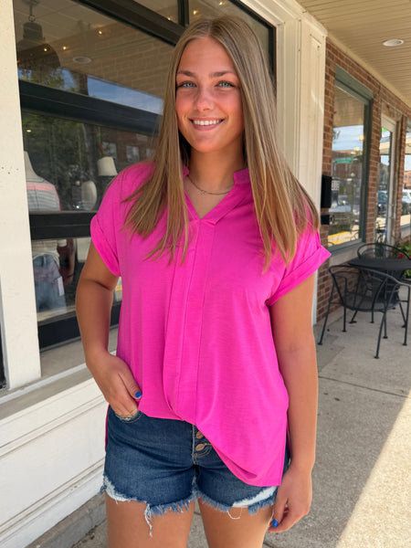 Paradise Pink Wrinkle-Free Pleated Lizzy Blouse