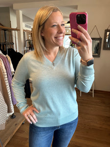 Baby Blue Cashmere V-Neck Sweater