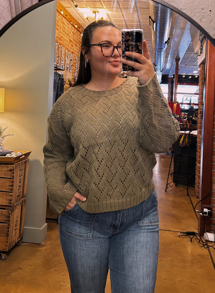 Olive Diamond Cut Sweater
