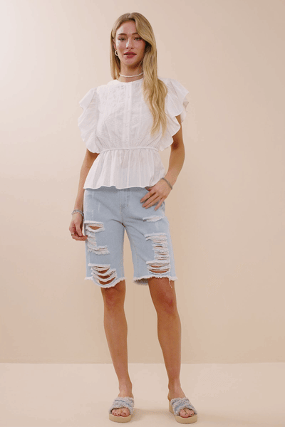 Ivory Lace Detail Sleeveless Peplum Top