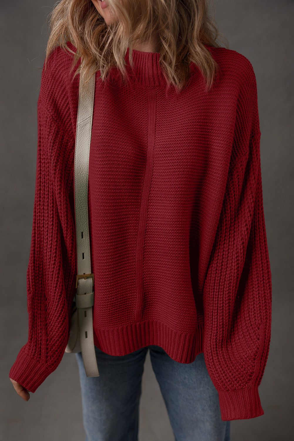 Cranberry Knit Mockneck Sweater