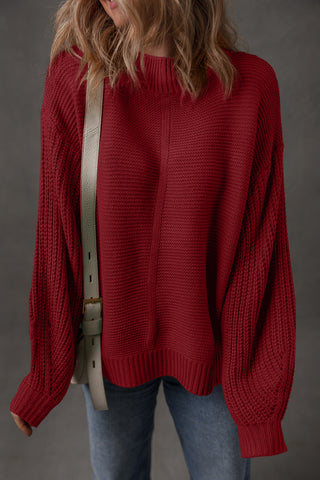 Cranberry Knit Mockneck Sweater