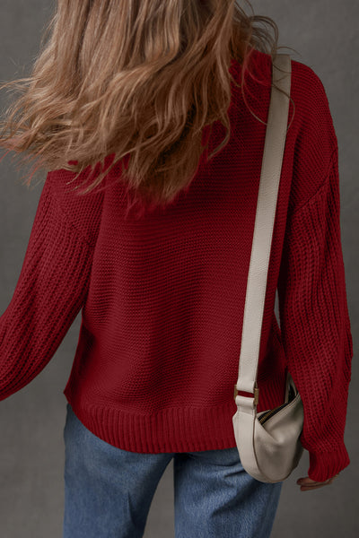 Cranberry Knit Mockneck Sweater