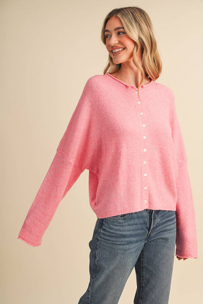 Strawberry Cream Oversized Button Down Cardigan